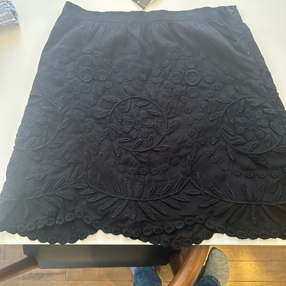 NWT-Ralph Lauren Black Embroidered Mini Skirt
